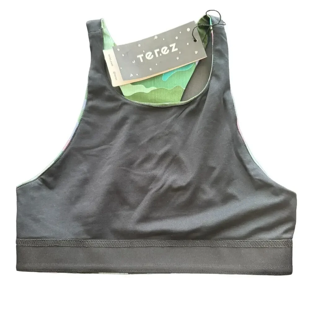 New ~ TEREZ ~ Burn Sage Camo Printed Reversible Sports Bra XS/S